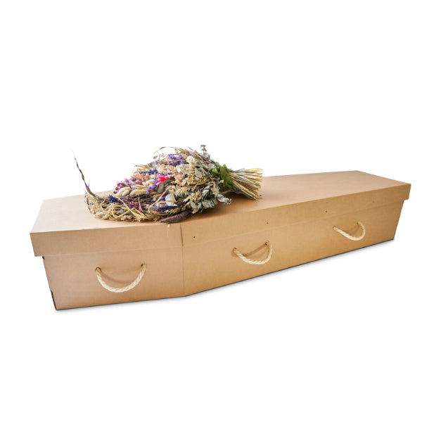 Manila Cardboard Coffin With Wooden Base