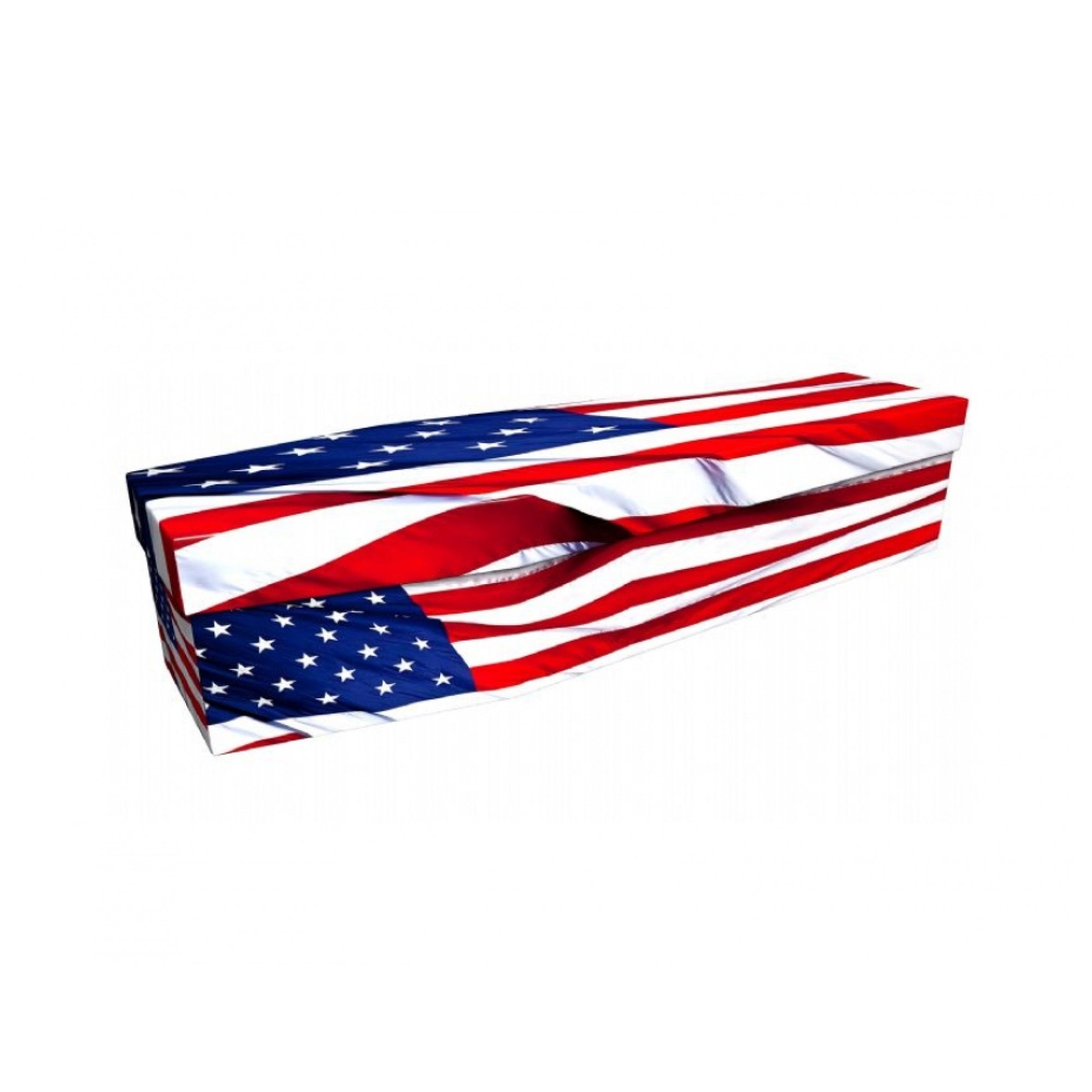 American Flag Cardboard Coffin For Burial or Cremation Willow