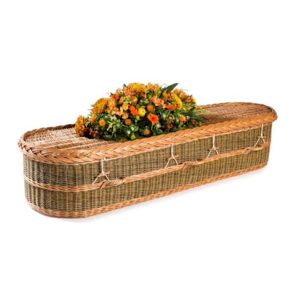 Rounded English Willow Wicker Coffin Green - Willow